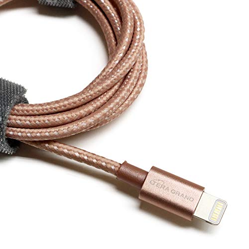 Product Cover [Apple MFi Certified] Tera Grand Lightning to USB Braided Cable with Aluminum Housing, 4 Feet for iPhone 11 Pro Max 11 Pro 11 XS XS Max XR X 8 8 Plus 7 7 Plus iPad Pro Air Mini iPod (Rose Gold)