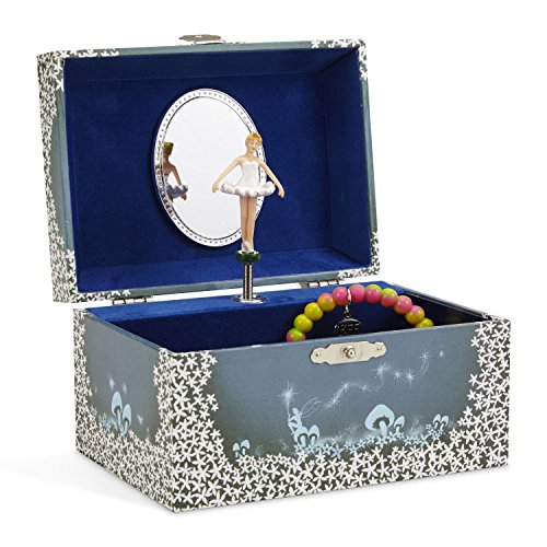 Product Cover Jewelkeeper Girl's Musical Jewelry Storage Box with Twirling Fairy Blue and White Star Design, Swan Lake Tune