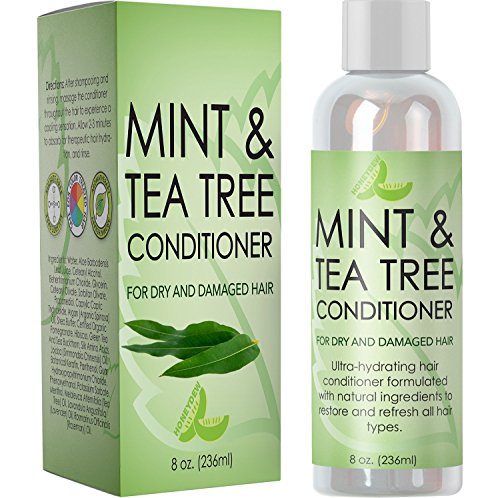Product Cover Hydrating Conditioner Mint & Tea Tree Oil For Dry and Damaged Hair With Nutrient Rich Jojoba Tea Tree Lavender for Moisturized Shiny Strong & Rejuvenated Hair for Women Men Teens by Honeydew 8 oz