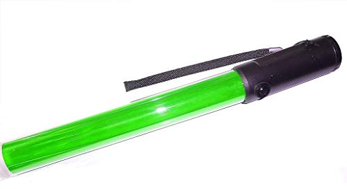 Product Cover Diskpro, 14.5 inch Traffic Baton Light, 18 Green LED with two flashing modes, plus 1 White LED on tip, using 3 AA-size batteries. Good for Outdoor activities.