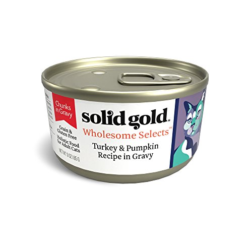 Product Cover Solid Gold Chunks In Gravy Wet Cat Food; Wholesome Selects With Real Turkey & Pumpkin (Formally Savory Feast), 24Ct/3Oz