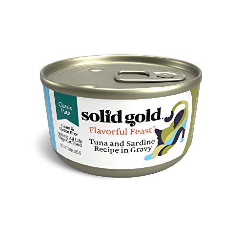Product Cover Solid Gold Pate In Gravy Wet Cat Food; Flavorful Feast With Real Tuna & Sardine (Formally Evening Tide), 24 Ct/3Oz
