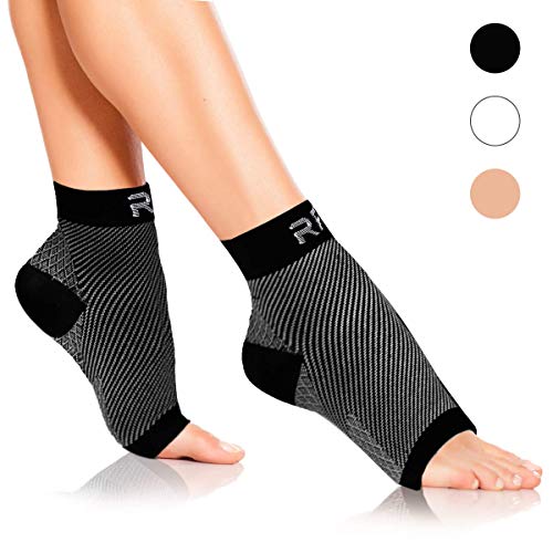 Product Cover Plantar Fasciitis Foot Compression Sleeves for Injury Rehab & Joint Pain. Best Ankle Brace - Instant Relief & Support for Achilles Tendonitis, Fallen Arch, Heel Spurs, Swelling & Fatigue Black Medium