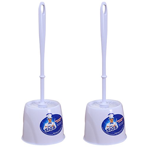 Product Cover MR. SIGA Toilet Bowl Brush and Caddy, Dia 12cm x 38cm Height, Pack of 2 Set