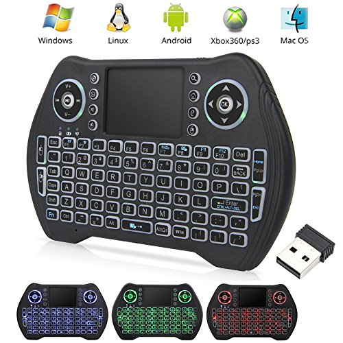 Product Cover EASYTONE Backlit Mini Wireless Keyboard With Touchpad Mouse Combo and Multimedia Keys for Android TV Box HTPC PS3 XBOX360 Smart Phone Tablet Mac Linux Windows OS,New Model Mini Keyboard Touchpad Mouse