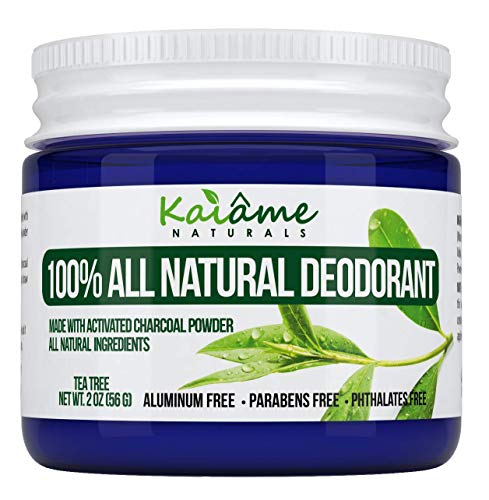 Product Cover Kaiame Naturals Natural Deodorant (Tea Tree) with Activated Charcoal Powder, All Natural and Organic Ingredients, No Aluminum, Parabens, or Phthalates