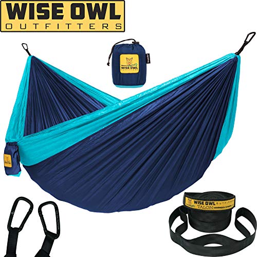 Product Cover Wise Owl Outfitters Hammock Camping Double & Single with Tree Straps - USA Based Hammocks Brand Gear, Indoor Outdoor Backpacking Survival & Travel, Portable SO NvyBlu