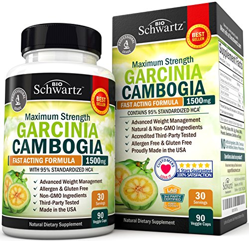 Product Cover Garcinia Cambogia 95% HCA Pure Extract with Chromium. Fast Acting Appetite Suppressant, Extreme Carb Blocker & Fat Burner Supplement for Weight Loss & Fat Metabolism Best Garcinia Cambogia Diet Pills