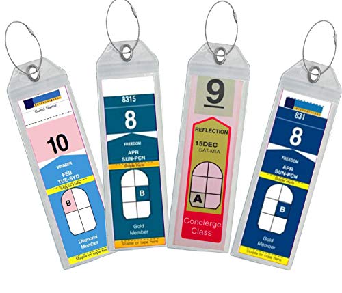 Product Cover Cruise Luggage Tag Holder Zip Seal & Steel - Royal Caribbean & Celebrity Cruise (Clear - 4 Pack)