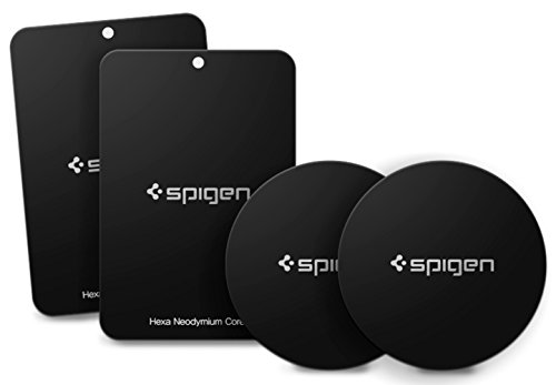Product Cover Spigen Kuel MP4-P Metal Plates for Magnetic Car Mount Phone Holder QNMP Compatible (4 Pack - 2 Round, 2 Rectangle) - Black