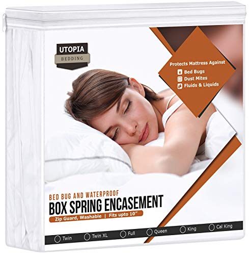 Product Cover Utopia Bedding Box Spring Encasement - Bed Bug Proof Protector - Knitted Mattress Cover (King).
