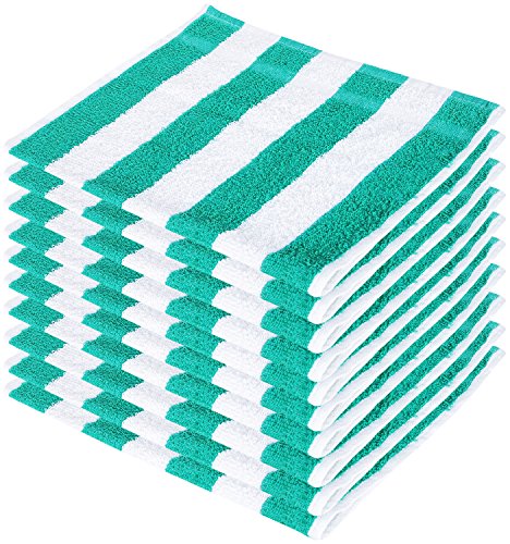 Product Cover SHAMBHAVI 300 GSM 10 Piece Cotton Hand Towel Set (Green & White)