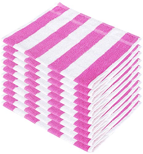 Product Cover SHAMBHAVI 300 GSM 10 Piece Cotton Hand Towel Set - Pink & White