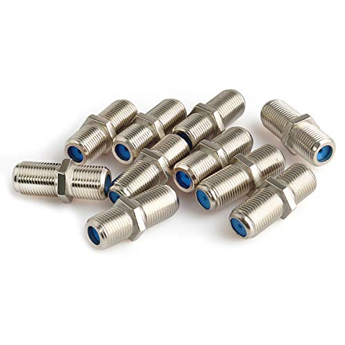 Product Cover Pasow F81 Barrel Connectors High Frequency 3GHz Female to Female F-Type Adapter Couplers (10 pcs, Silver)