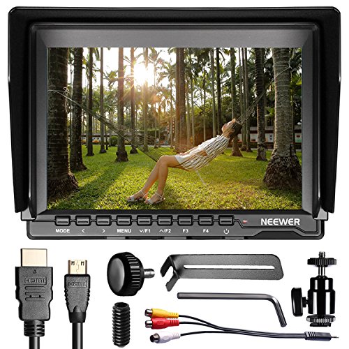 Product Cover Neewer F100 7-inch 1280x800 IPS Screen Camera Field Monitor Support 4K Input HDMI Video for DSLR Mirrorless Camera SONY A7S II A6500 Panasonic GH5 Canon 5D Mark IV and More (Battery not Included)