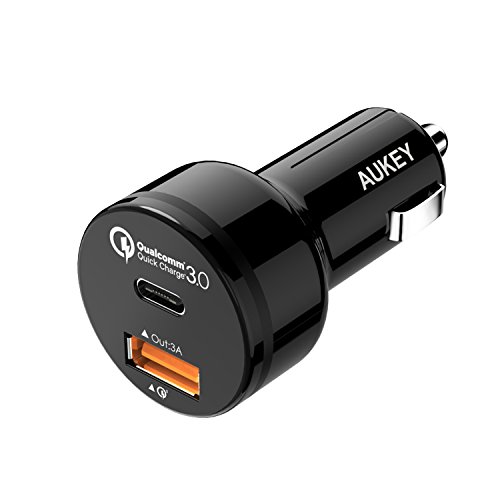 Product Cover AUKEY Fast Car Charger, 33W USB C Car Adapter 18W QC 3.0 Compatible with iPhone 11 Pro Max, Google Pixel 4/4 XL, Samsung Galaxy S10, and More