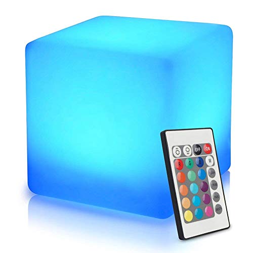 Product Cover Mr.Go 16-inch 40cm Rechargeable LED Light Cube Stool Waterproof with Remote Control Magic RGB Color Changing Side Table Home Bedroom Patio Pool Party Mood Lamp Night Light Romantic Decorative Lighting
