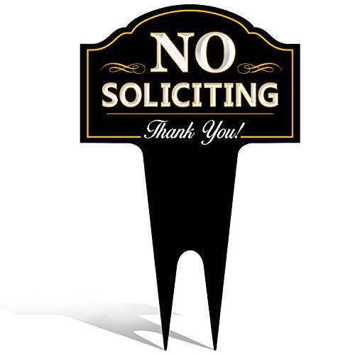 Product Cover No Soliciting Outdoor Metal Yard Sign for Home, House and Business | Stylish Laser Cut | Made with Heavy Duty DiBond Aluminum