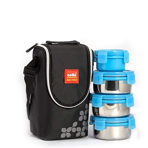 Product Cover Cello Max Fresh Click Steel Lunch Box Set, 4-Pieces, Blue