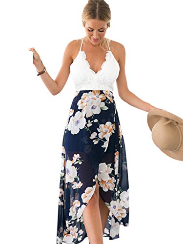 Product Cover Blooming Jelly Women's Deep V Neck Sleeveless Summer Asymmetrical Floral Maxi Dress