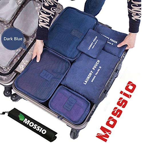 Product Cover Packing Cubes,Mossio 7 Sets Waterproof Lightweight Laundry Organizer Dark Blue