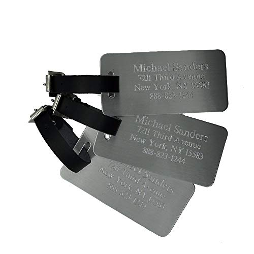Product Cover Custom Luggage Tag - Custom Engraved Aluminum Luggage Tag - Personalized Luggage Tag - Perfect Gift for Boss - Professional Gift for Coworker (Set of 3 Tags)