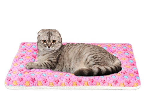 Product Cover Mora Pets Ultra Soft Pet (Dog/Cat) Bed Mat with Cute Prints | Reversible Fleece Dog Crate Kennel Pad | Machine Washable Pet Bed Liner (X-Small, Pink)