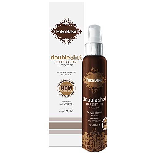 Product Cover Fake Bake Double Shot Espresso Tan Ultimate Gel |Streak-Free DARK Sunless Glow | Includes Gloves for Easy Application | 4 oz