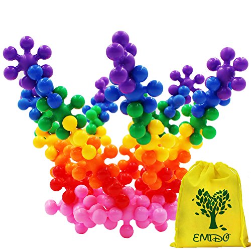 Product Cover EMIDO Building Blocks Kids Educational Toys STEM Toys Building Discs Sets Interlocking Solid Plastic for Preschool Kids Boys and Girls, Safe Material for Kids - 120 Pieces with Storage Bag