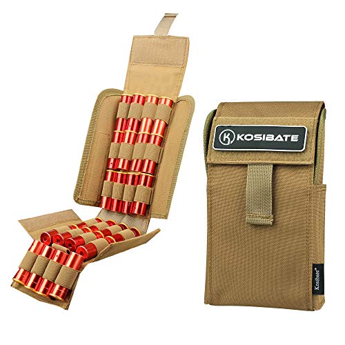 Product Cover Kosibate 25 Round Shotgun Shotshell Reload Holder Molle Pouch for 12 Gauge/20G (Tan)