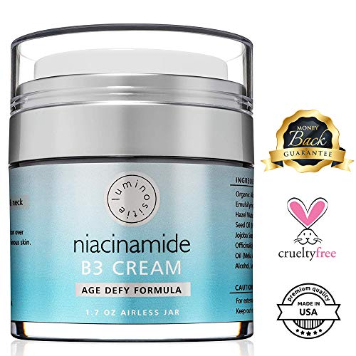 Product Cover 5% Niacinamide Vitamin B3 Cream Serum - Anti-Aging For Face & Neck. 1.7oz. Use Morning & Night. Firms & Renews Skin. Tightens Pores, Reduces Wrinkles, Fades Dark Spots & Boosts Collagen. Made in USA