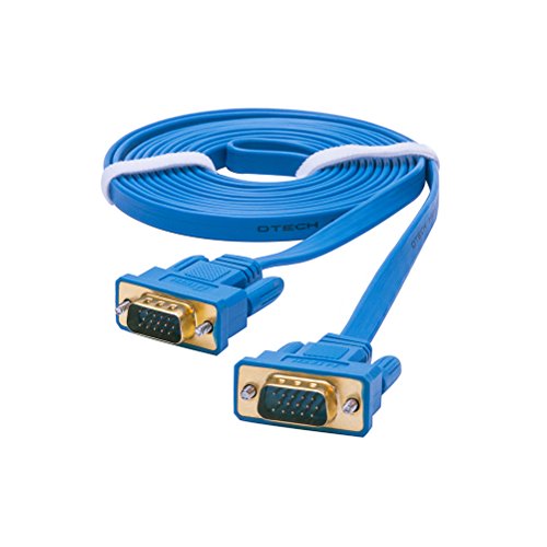 Product Cover DTECH Ultra Slim Flat Computer Monitor VGA Cable 15 Feet Male to Male Connector Wire - Blue - 5m