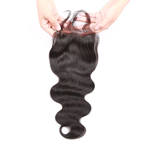 Product Cover Beata Hair 130% Density 4x4inch Body Wave Lace Closure 7A Grade Brazilian Virgin Human Hair Closure (14inch)