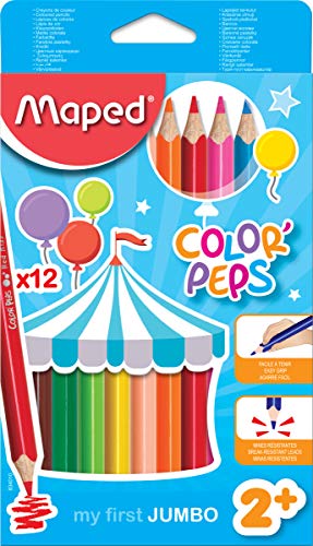 Product Cover Maped Color'Peps Triangular Jumbo Colored Pencils, Assorted Colors, Pack of 12 (834049ZV)