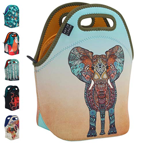 Product Cover Art of Lunch Neoprene Lunch Bag - Artist Monika Strigel (Germany) and Art of Liv'n Have Partnered to Donate $.40 of Every Sale to The David Sheldrick Wildlife Trust - Elephant