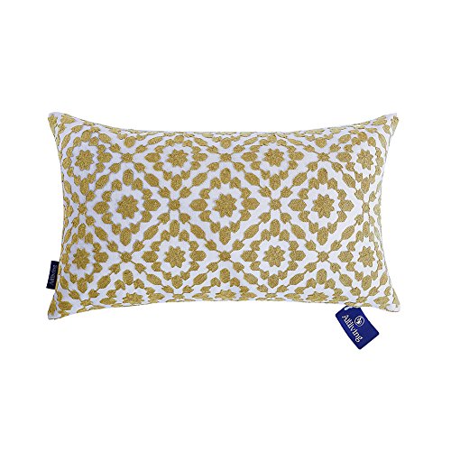 Product Cover Decorative Pillows Cover Mustard Gold Lumbar Pillow Cushion Cover Dark Yellow Ochre Color Trellis Mina 1 pc Throw Pillow Case, Pure Cotton Canvas 12x20 inch (30x50cm)