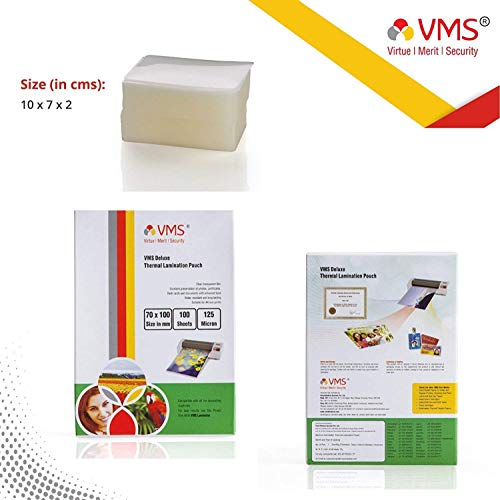 Product Cover VMS Deluxe Thermal Laminating Pouch Film 125 Microns (70 x 100 mm) Set of 2 (200 Lamination Pouch)