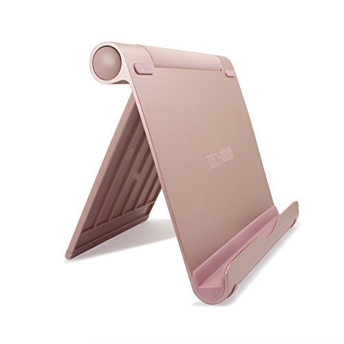 Product Cover iPad Pro Stand, TechMatte Multi-Angle Aluminum Holder for iPad Pro 12.9 10.5 9.7 inch Tablets, E-Readers and Smartphones - XL-Size Stand (Rose Gold)