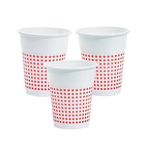 Product Cover (50) Plastic Red and White Checkered Cups - 50 Pc -Gingham Picnic Cups
