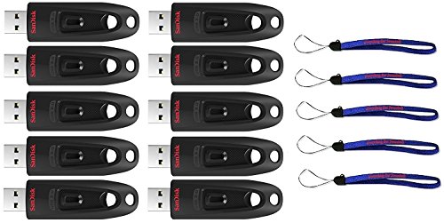 Product Cover SanDisk Flash Ultra USB (10 Pack) 3.0 16GB SDCZ48-016G-UAM46 Flash Drive High Performance Pen Drive up to 100MB/s - with (5) Everything But Stromboli (tm) Lanyard