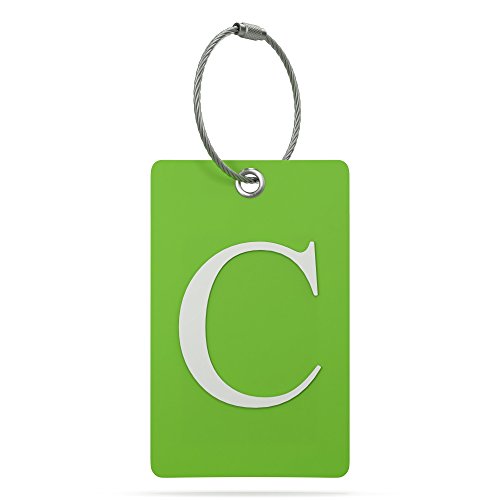 Product Cover Luggage Tag Initial - Fully Bendable Tag w/Stainless Steel Loop (Letter C)