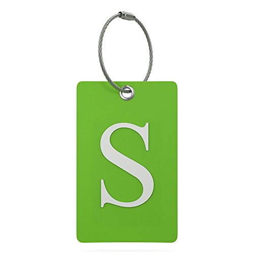 Product Cover Luggage Tag Initial - Fully Bendable Tag w/Stainless Steel Loop (Letter S)