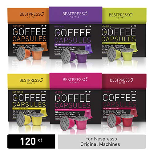 Product Cover Bestpresso Coffee for Nespresso Original Machine 120 pods Certified Genuine Espresso Variety Pack, Pods Compatible with Nespresso Original