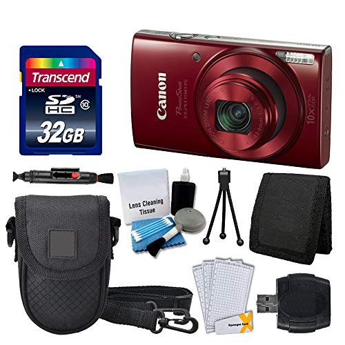 Product Cover Canon PowerShot ELPH 190 is Digital Camera (Red) + Transcend 32GB Memory Card + Camera Case + USB Card Reader + Screen Protectors + Memory Card Wallet + Cleaning Pen + Great Value Accessory Bundle