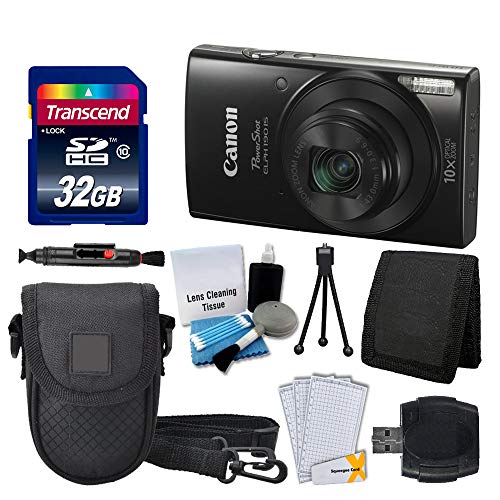Product Cover Canon PowerShot ELPH 190 is Digital Camera (Black) + Transcend 32GB Memory Card + Camera Case + USB Card Reader + Screen Protectors + Memory Card Wallet + Cleaning Pen + Great Value Accessory Bundle