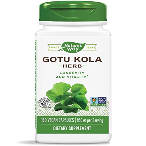 Product Cover Nature's Way Premium Herbal Gotu Kola Herb, 950 mg per Serving, Non-GMO & Gluten Free, 180 Capsules