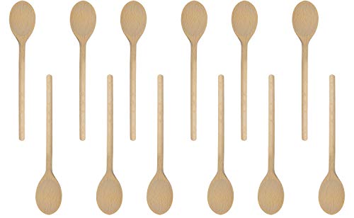 Product Cover Kitchen Wooden Oval Spoons Mixing Baxing Cooking & Serving Utensils Craft, Beechwood 12 inch-Set of 12 BICB