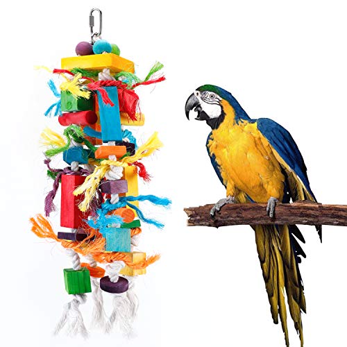 Product Cover Bvanki Bird Toys, Parrot Chewing Toy, Multicolored Wooden Blocks Tearing Toys for African Grey Cockatiel Conure Cockatoo and Medium Amazon Parrot