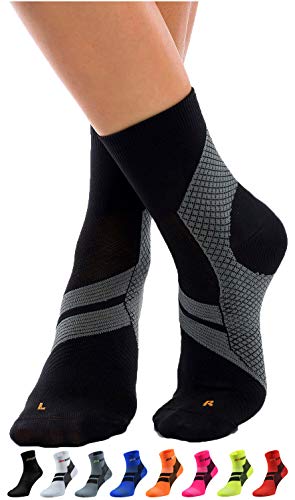 Product Cover ZaTech Plantar Fasciitis Sock, Compression Socks for Men & Women. Heel, Ankle & Arch Support. Increase Blood Circulation, Reduce Swelling, Foot Pain Relief. (Black/Gray, Large)
