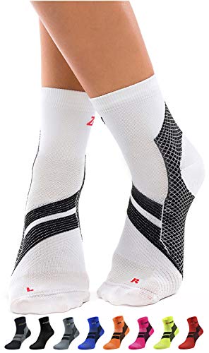 Product Cover ZaTech Plantar Fasciitis Sock, Compression Socks (White/Black, Medium)